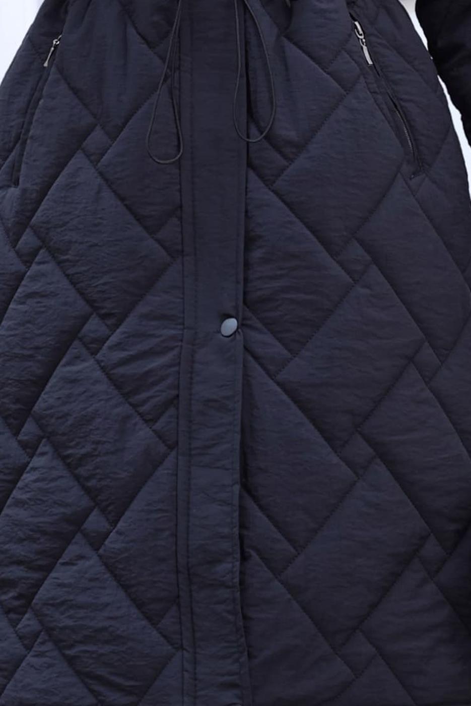 Tesettür giyim SİYAH KAPÜŞONLU ŞİŞME KABAN T 6307