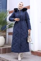 Tesettür giyim LACİVERT ŞİŞME KABAN T 82007