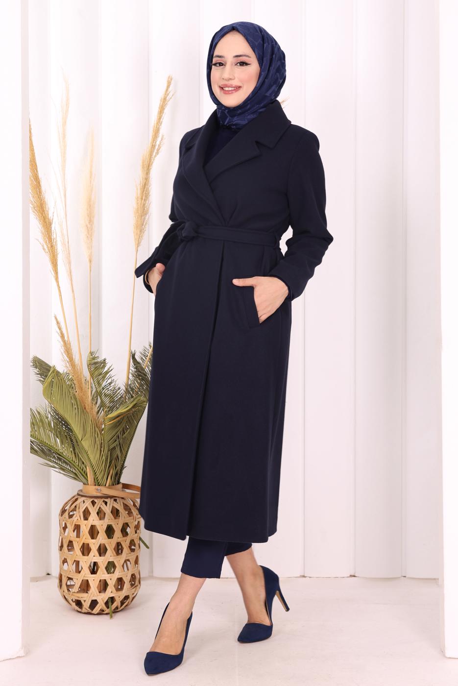 Hijab clothing NAVY BLUE T 96007-1 BYM KAŞE KABAN