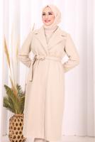 Hijab clothing BEIGE T 96007-1 BYM KAŞE KABAN