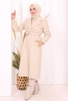 Hijab clothing BEIGE T 96007-1 BYM KAŞE KABAN