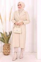 Hijab clothing BEIGE T 96007-1 BYM KAŞE KABAN