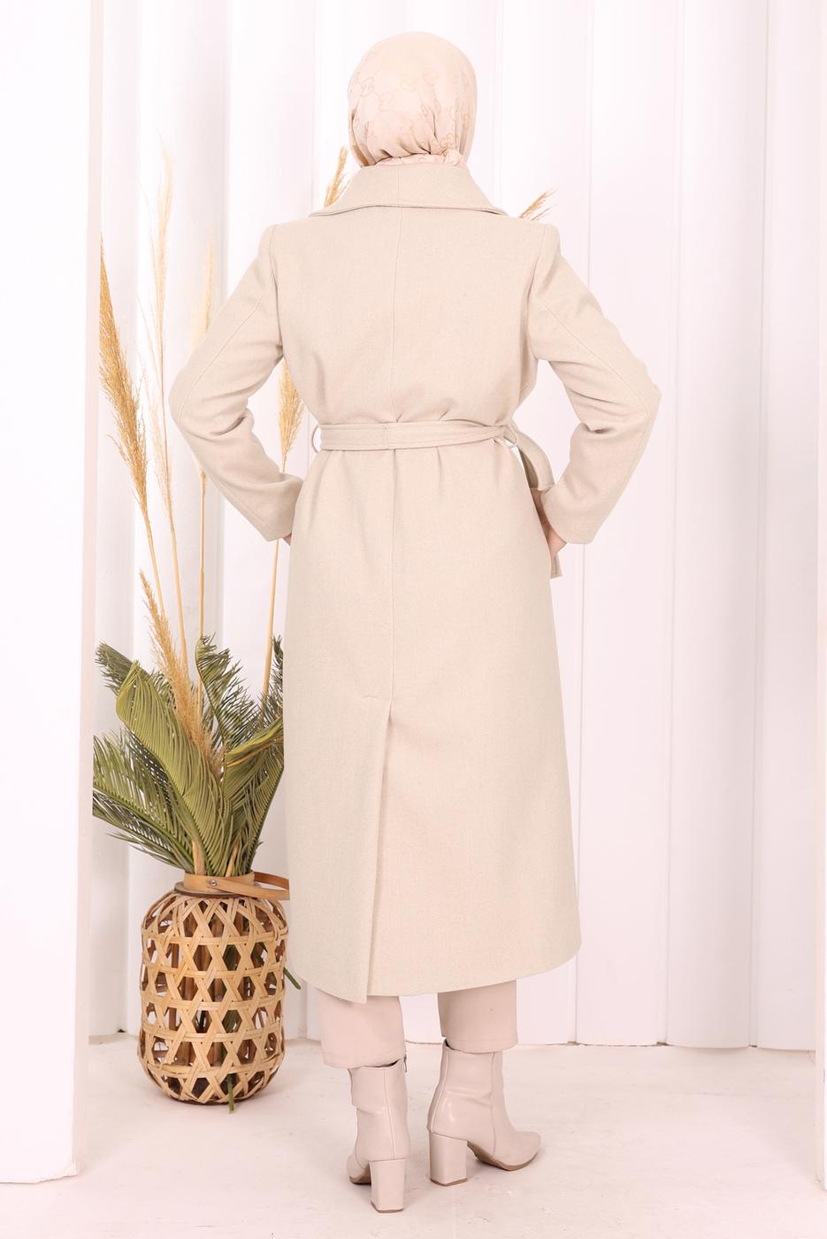 Hijab clothing BEIGE T 96007-1 BYM KAŞE KABAN