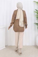 Tesettür giyim VİZON FİYONK DESENLİ TRİKO KAZAK T 1523