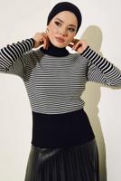 Vêtements hijab NOIR PULL EN MAILLE RAYÉE T 3304