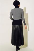 Vêtements hijab NOIR PULL EN MAILLE RAYÉE T 3304