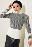 Vêtements hijab CRÈME PULL EN MAILLE RAYÉE T 3304