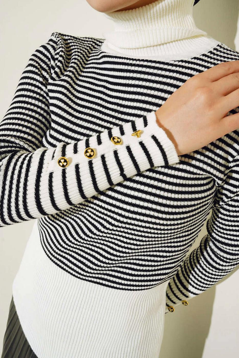 Vêtements hijab CRÈME PULL EN MAILLE RAYÉE T 3304