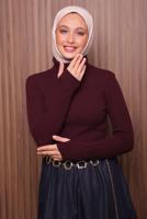 Hijab clothing CLARET RED TURTLENECK KNITWEAR SWEATER T 3507