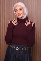 Hijab clothing CLARET RED TURTLENECK KNITWEAR SWEATER T 3507