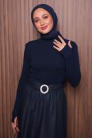 Hijab clothing NAVY BLUE TURTLENECK KNITWEAR SWEATER T 3507