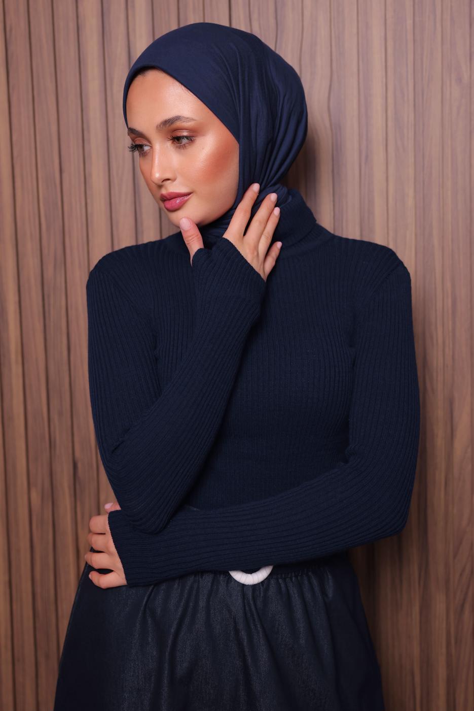 Hijab clothing NAVY BLUE TURTLENECK KNITWEAR SWEATER T 3507