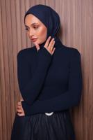 Hijab clothing NAVY BLUE TURTLENECK KNITWEAR SWEATER T 3507
