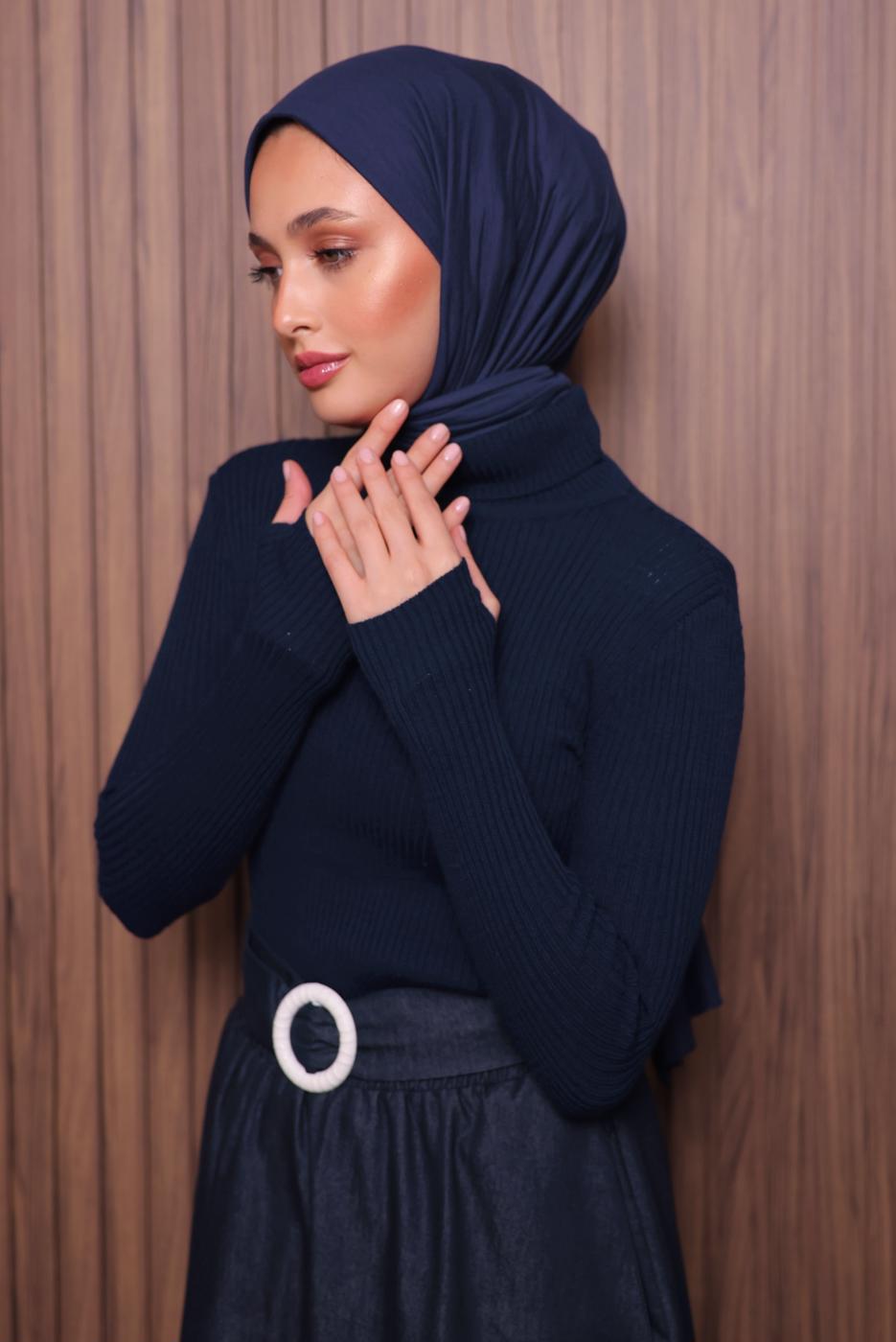 Hijab clothing NAVY BLUE TURTLENECK KNITWEAR SWEATER T 3507