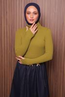 Hijab clothing GREEN TURTLENECK KNITWEAR SWEATER T 3507