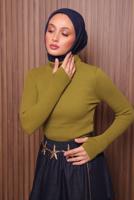 Hijab clothing GREEN TURTLENECK KNITWEAR SWEATER T 3507