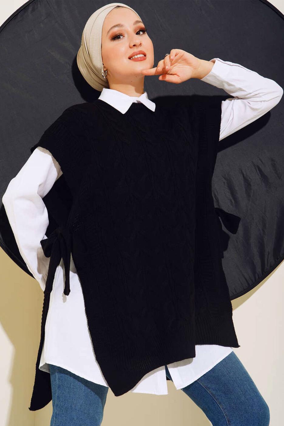 Tesettür giyim SİYAH TRİKO SÜVETER T 42011