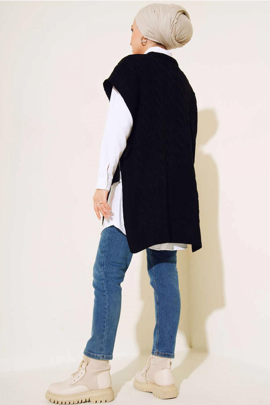 Tesettür giyim SİYAH TRİKO SÜVETER T 42011