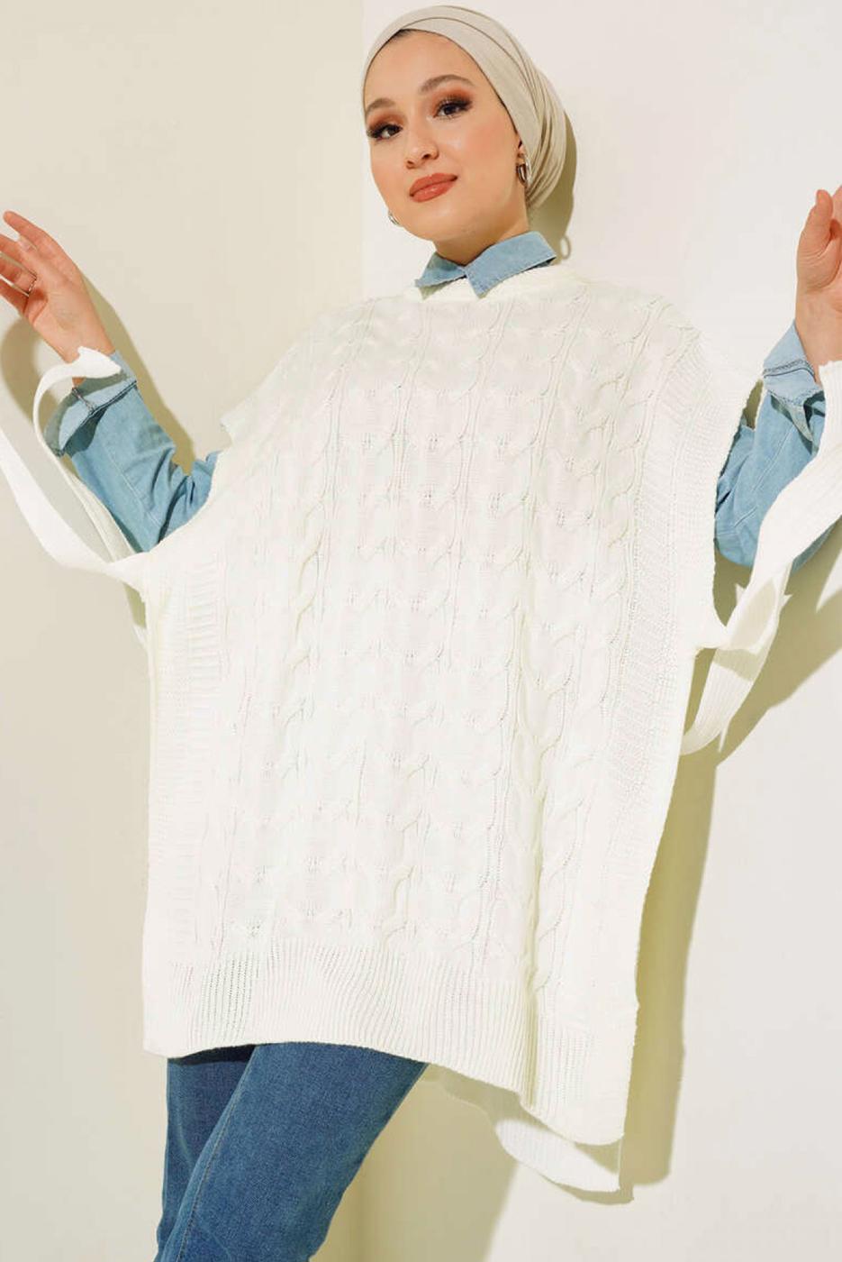 Tesettür giyim EKRU TRİKO SÜVETER T 42011