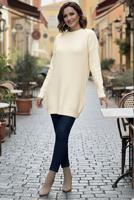Tesettür giyim BEJ TRİKO TUNİK T 4744