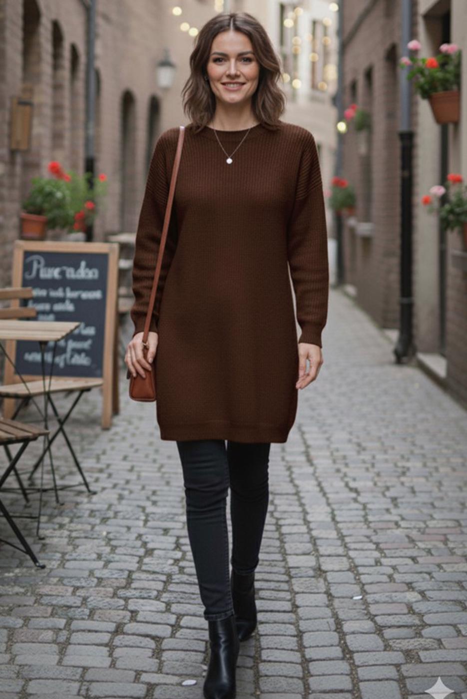 Tesettür giyim KAHVE TRİKO TUNİK T 4744