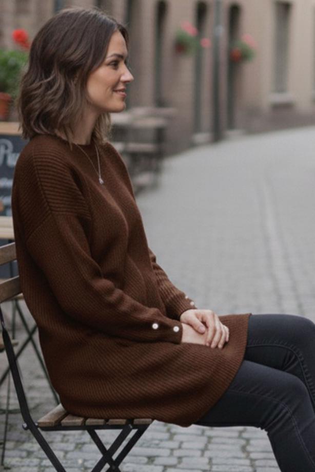 Tesettür giyim KAHVE TRİKO TUNİK T 4744 - TRENDTESETTÜR