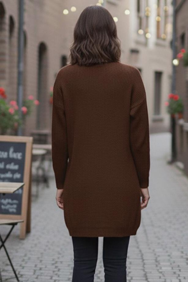 Tesettür giyim KAHVE TRİKO TUNİK T 4744 - TRENDTESETTÜR