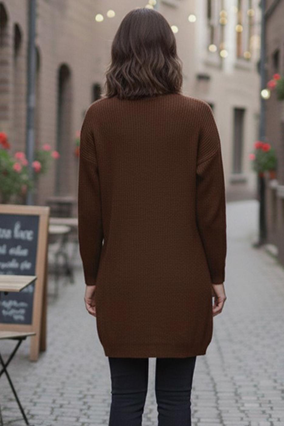 Tesettür giyim KAHVE TRİKO TUNİK T 4744