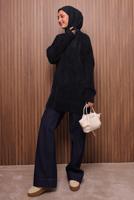 Tesettür giyim SİYAH SAKAL İPLİK TUNİK T 5770