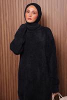 Tesettür giyim SİYAH SAKAL İPLİK TUNİK T 5770