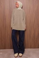 Tesettür giyim BEJ SAKAL İPLİK TUNİK T 5770