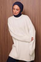 Tesettür giyim EKRU SAKAL İPLİK TUNİK T 5770