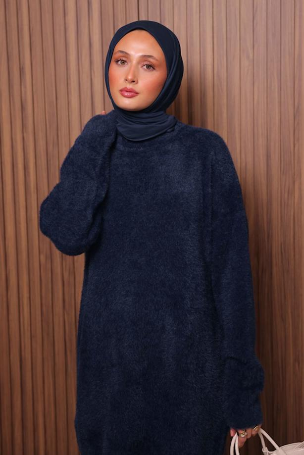 Tesettür giyim LACİVERT SAKAL İPLİK TUNİK T 5770 - TRENDTESETTÜR