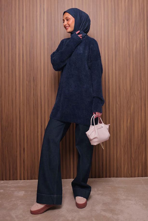 Tesettür giyim LACİVERT SAKAL İPLİK TUNİK T 5770 - TRENDTESETTÜR