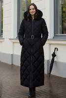 Tesettür giyim SİYAH T 3519 BN KAPİTONE MANTO