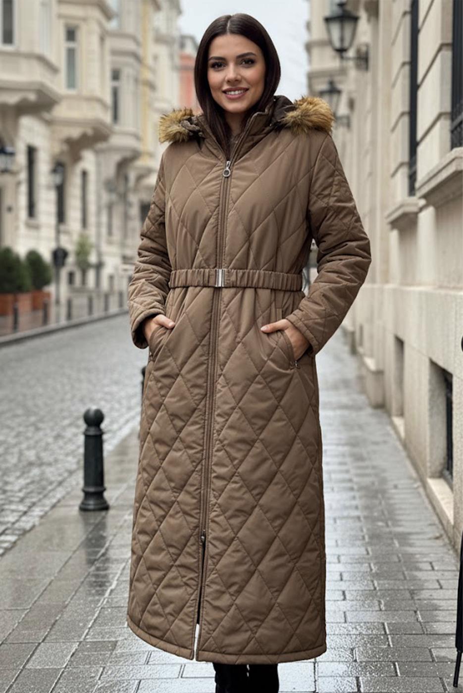 Hijab clothing MINK BELTED COAT T 3519