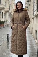 Hijab clothing MINK BELTED COAT T 3519