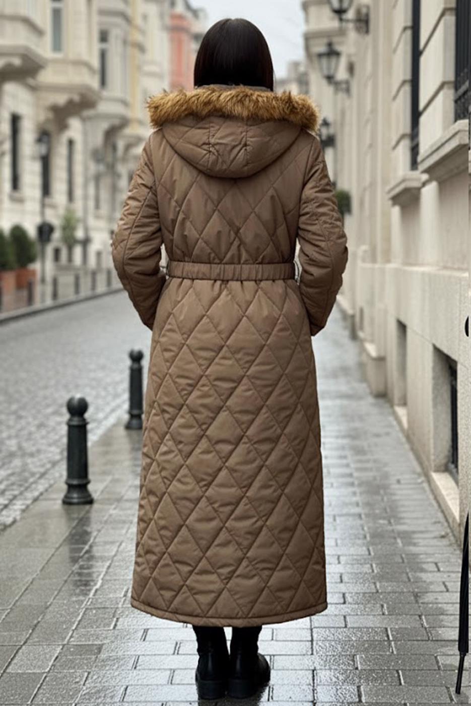 Hijab clothing MINK BELTED COAT T 3519