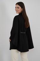 Tesettür giyim SİYAH KEMERLİ KAŞE PANÇO T 0719