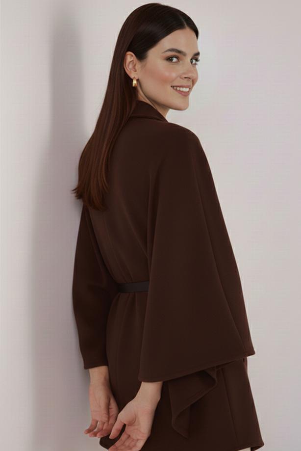 Hijab clothing BROWN BELTED CACHET PONCHO T 0719 - TRENDTESETTÜR