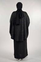 Tesettür giyim SİYAH DESENLİ PANÇO T 52381