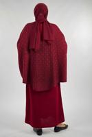 Tesettür giyim BORDO DESENLİ PANÇO T 52381