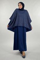 Tesettür giyim LACİVERT DESENLİ PANÇO T 52381