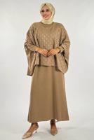 Tesettür giyim VİZON DESENLİ PANÇO T 52381