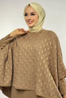 Tesettür giyim VİZON DESENLİ PANÇO T 52381