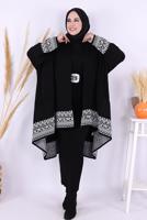 Vêtements hijab NOIR PONCHO EN MAILLE À MOTIFS T 71071