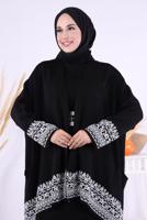 Vêtements hijab NOIR PONCHO EN MAILLE À MOTIFS T 71071