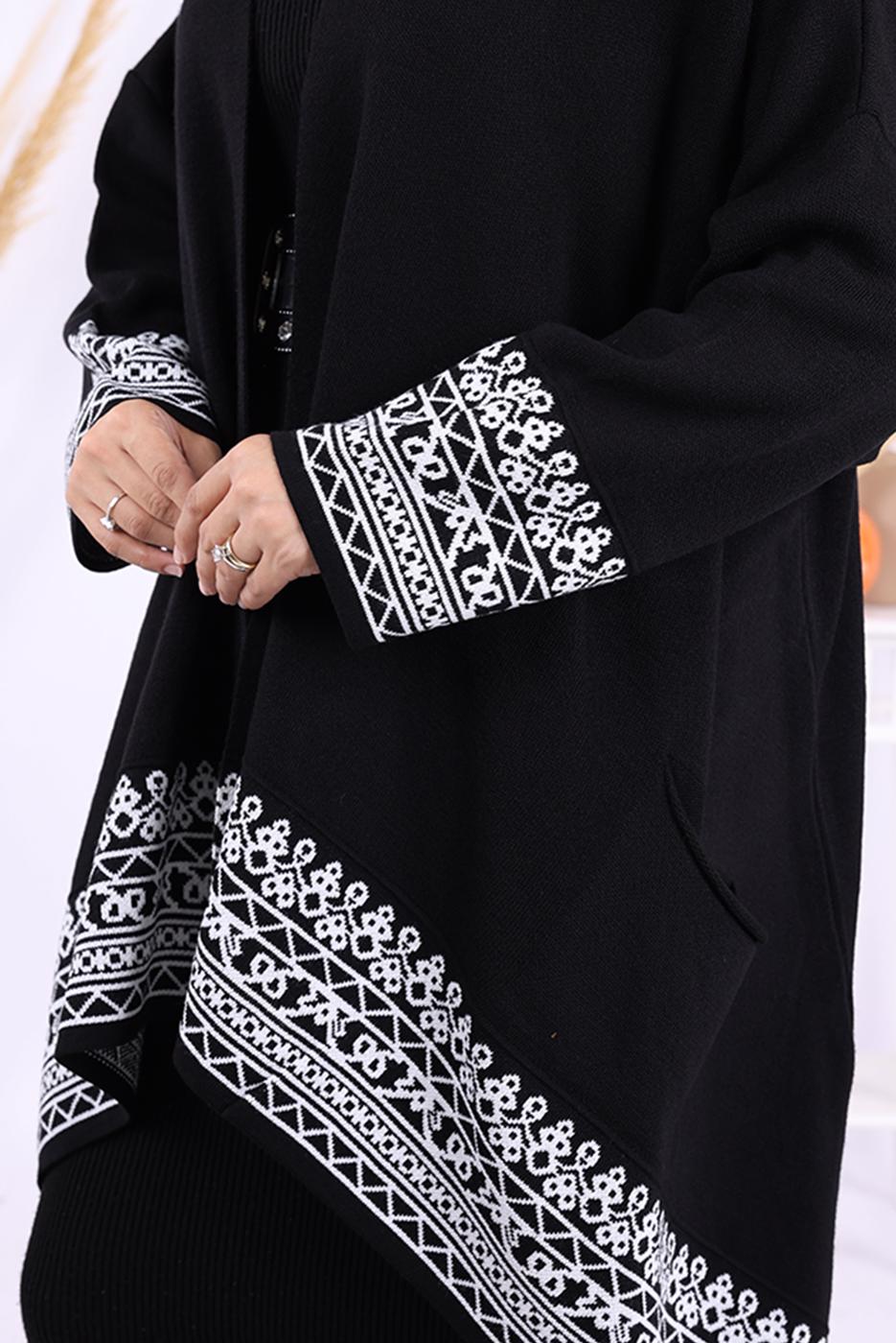 Vêtements hijab NOIR PONCHO EN MAILLE À MOTIFS T 71071