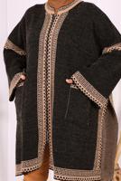 Hijab clothing BLACK ZIPPERED KNITWEAR PONCHO T 80621