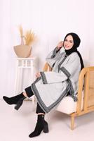 Hijab clothing GREY ZIPPERED KNITWEAR PONCHO T 80621